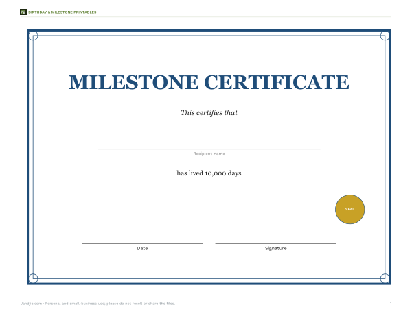 Preview of Printable Certificate PDF